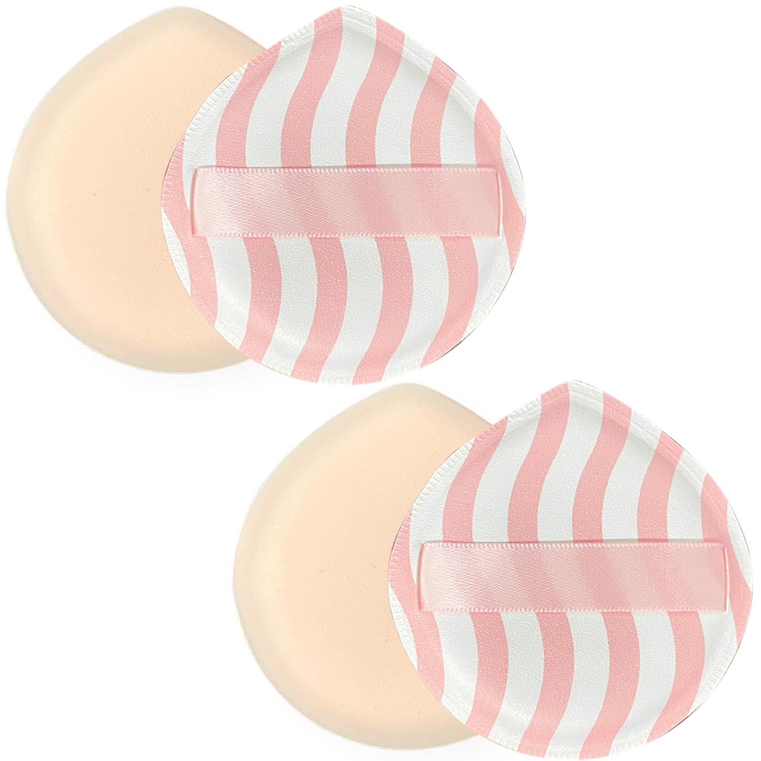 2 esponjas de maquillaje suaves, esponja de maquillaje grande para uso húmedo y seco, esponjas de maquillaje de belleza con patrón de ondas y cuadrados para base en polvo (rosa)