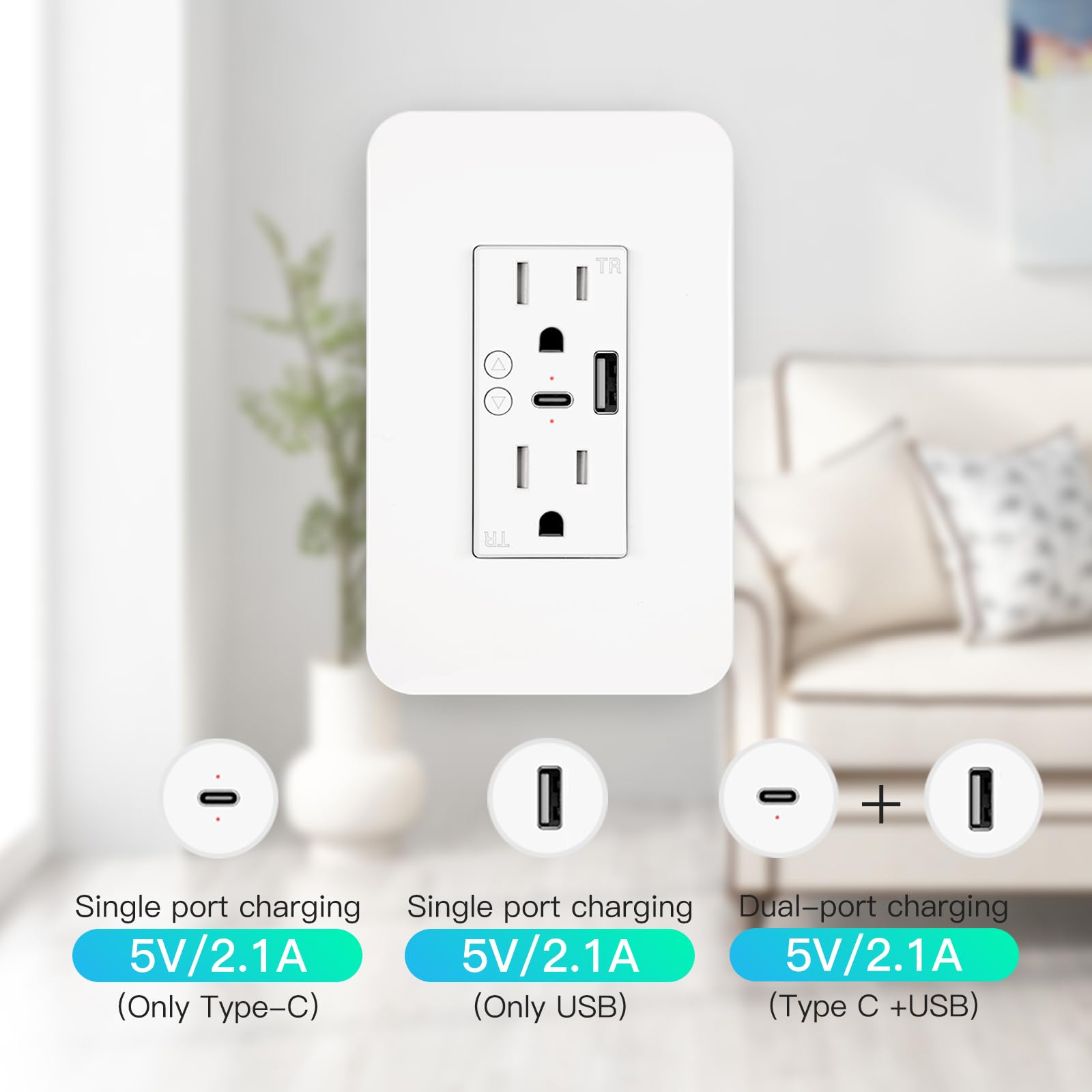 WiFi Smart Plug in-Wall Smart Home Outlet Compatible with Alexa Google Assistant Timer Via App USB Type-C Port — view 8