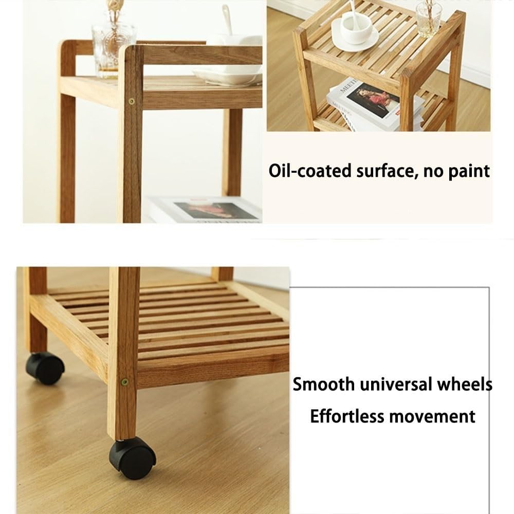 Sto Solut for Boo e altro ancora - Versatile carrello in legno a 3 livelli con ruote - Mensola salvaspazio per cucina, bagno e soggiorno
