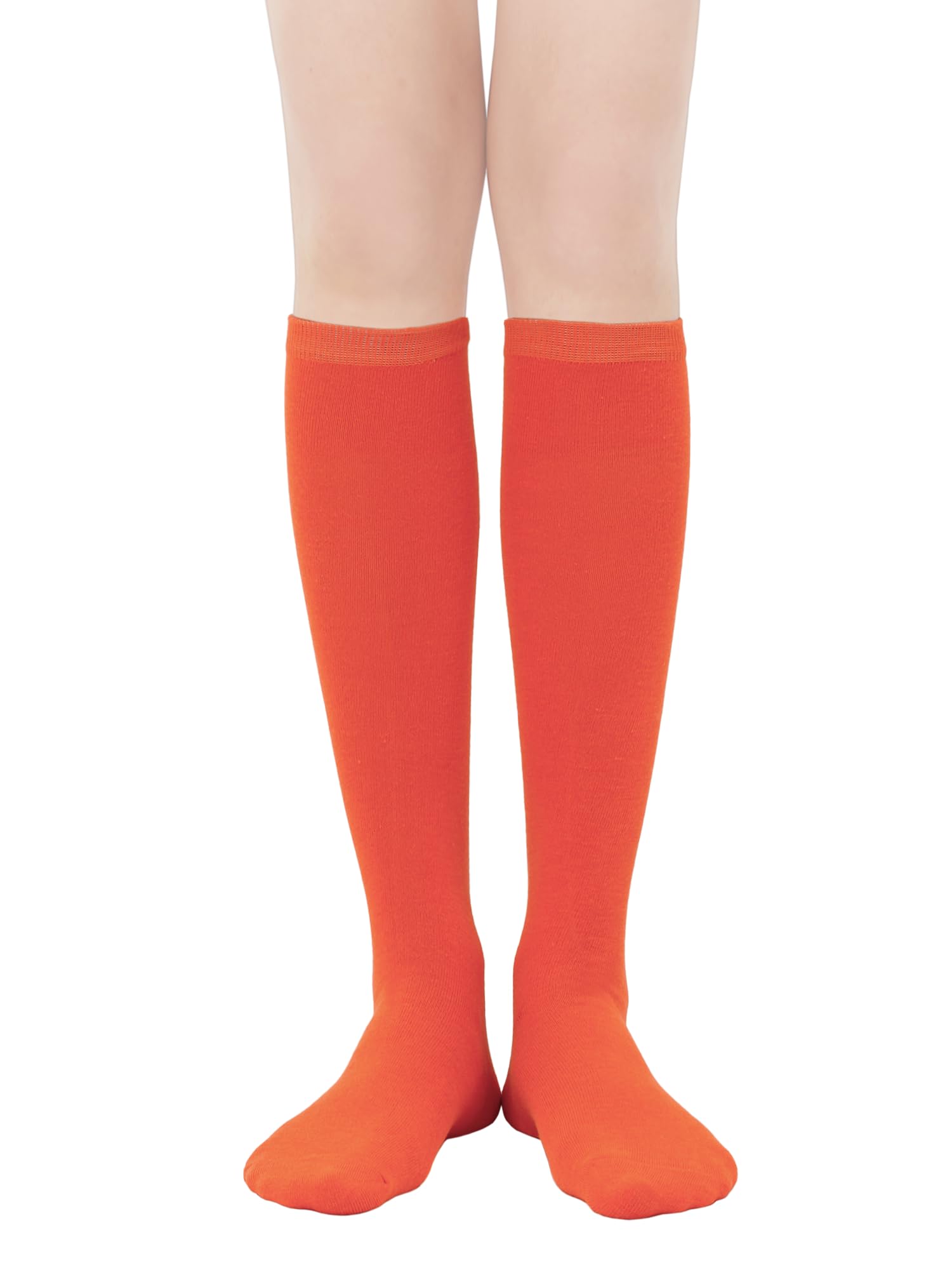 GUXIMIAR Knee High Athletic Socks for Women Cotton Tall Long Socks High Stockings Knee Sock Striped Tube Sock 1-2 Pairs: Orange