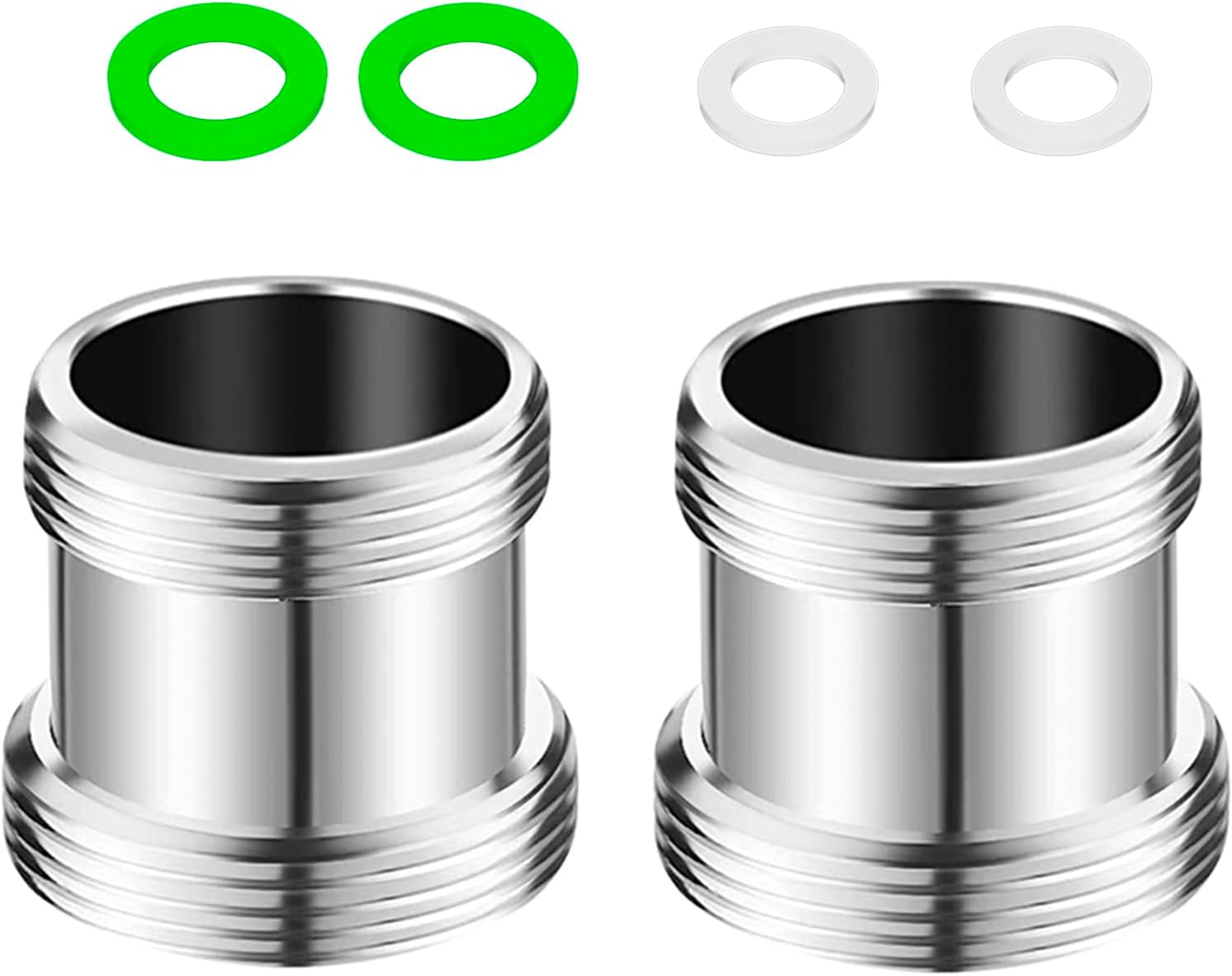 2er Set Messing Wasserhahn-Adapter 1/2″ & 3/4″ BSP – 2-in-1 Metallgewinde Für Außenhähne – Inkl. Dichtungen