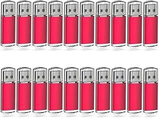 JUANWE 16GB USB Flash Drive 20 Pack USB Stick USB 2.0 Flash Drive 16GB Thumb Drive Bulk Jump Drive Pack 20Pcs PC Laptop Data Storage Protective Cap and LED Indicative Design Memory Stick - Red