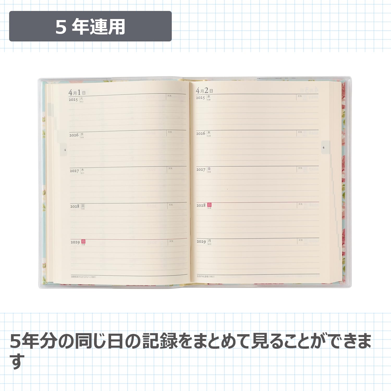 れみー　ページ Amazon.co.jp: 能率 ペイジェム 日記 2025年 A5 メモリー 5年