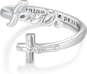 Amazon.com: PCTJYFU Christian Ring 925 Sterling Silver Faith Ring ...