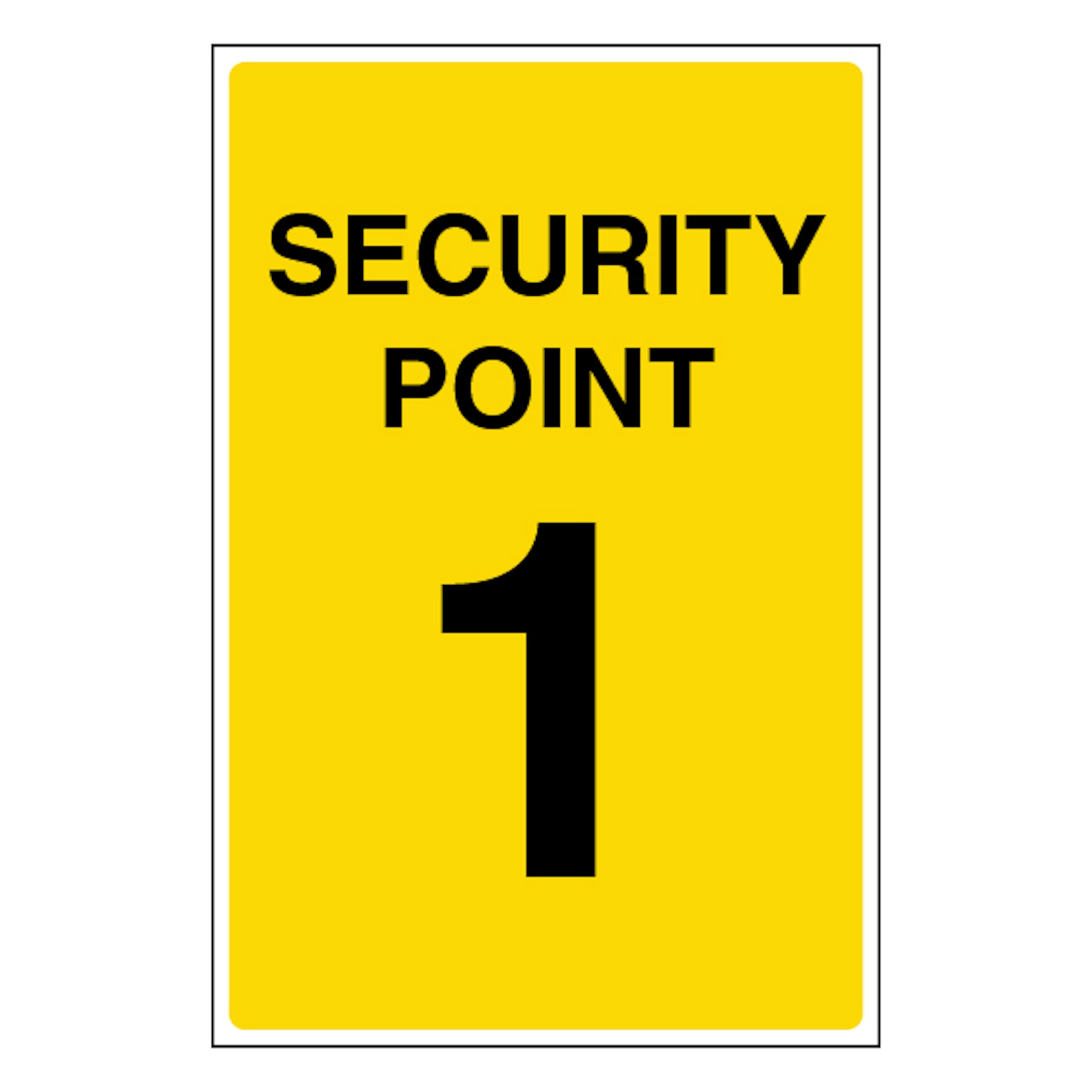 V Safety Security Point 1 100 x 150 mm - Glow In The Dark 1mm Rigid Plastic