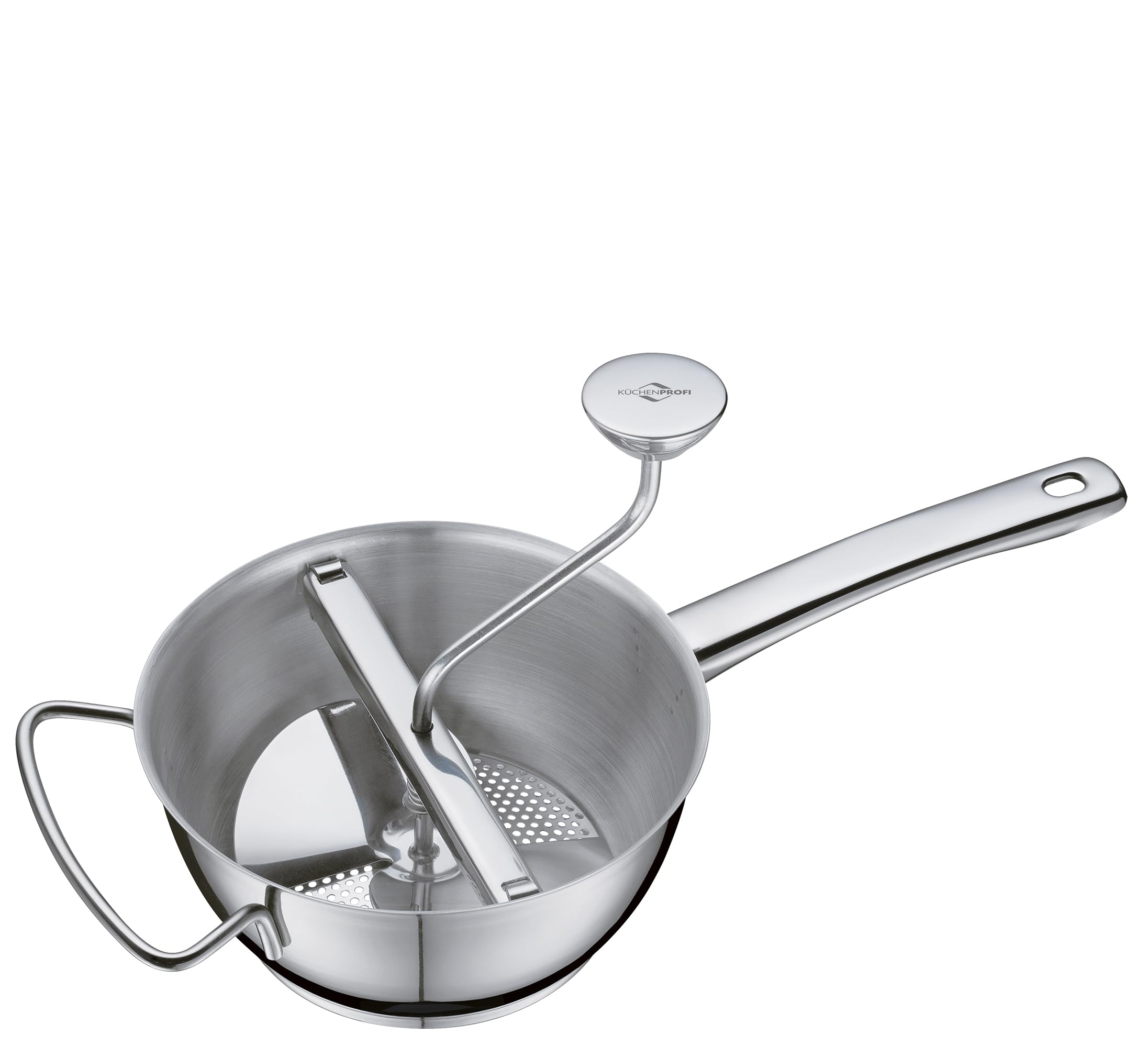 KÜCHENPROFI Passiergerät TRIO, 3 Edelstahlscheiben, rostfrei, Ø 20 cm | Flotte Lotte, für Suppen, Saucen, Pürees und Babynahrung, ergonomischer Griff, stabile Auflage, einfache Montage