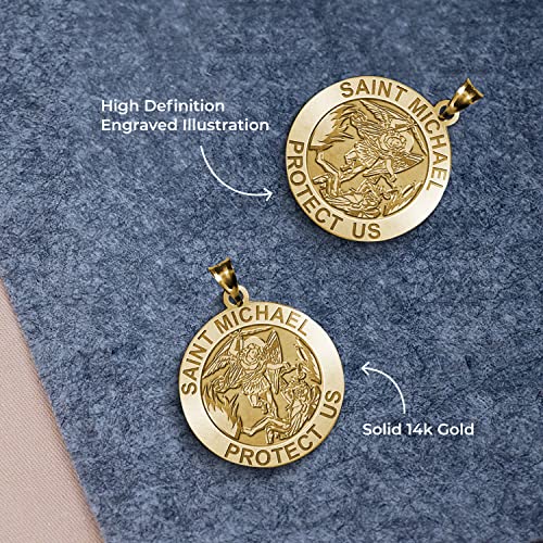 Picturesongold.com Saint Michael Oval Religious Medal - 3/4 Inch X 1 Inch In Solid 14K Yellow Gold #TOP2