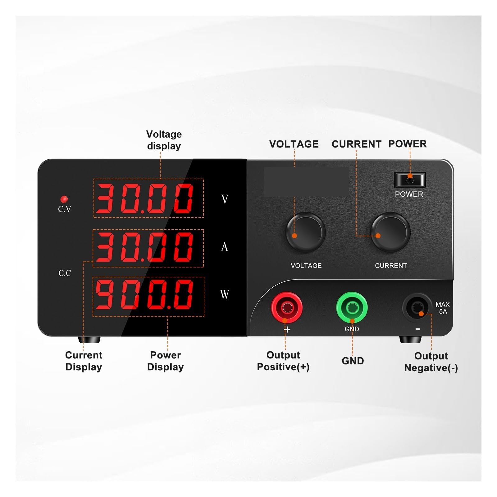 Fuente de alimentación de CC, Fuente De Alimentación Banco Laboratorio, 30V, 30A, 20A, 60V, 10A, 900W, CC Regulada Digital Ajustable, Voltaje Variable(60V 10A R-SPS6010)