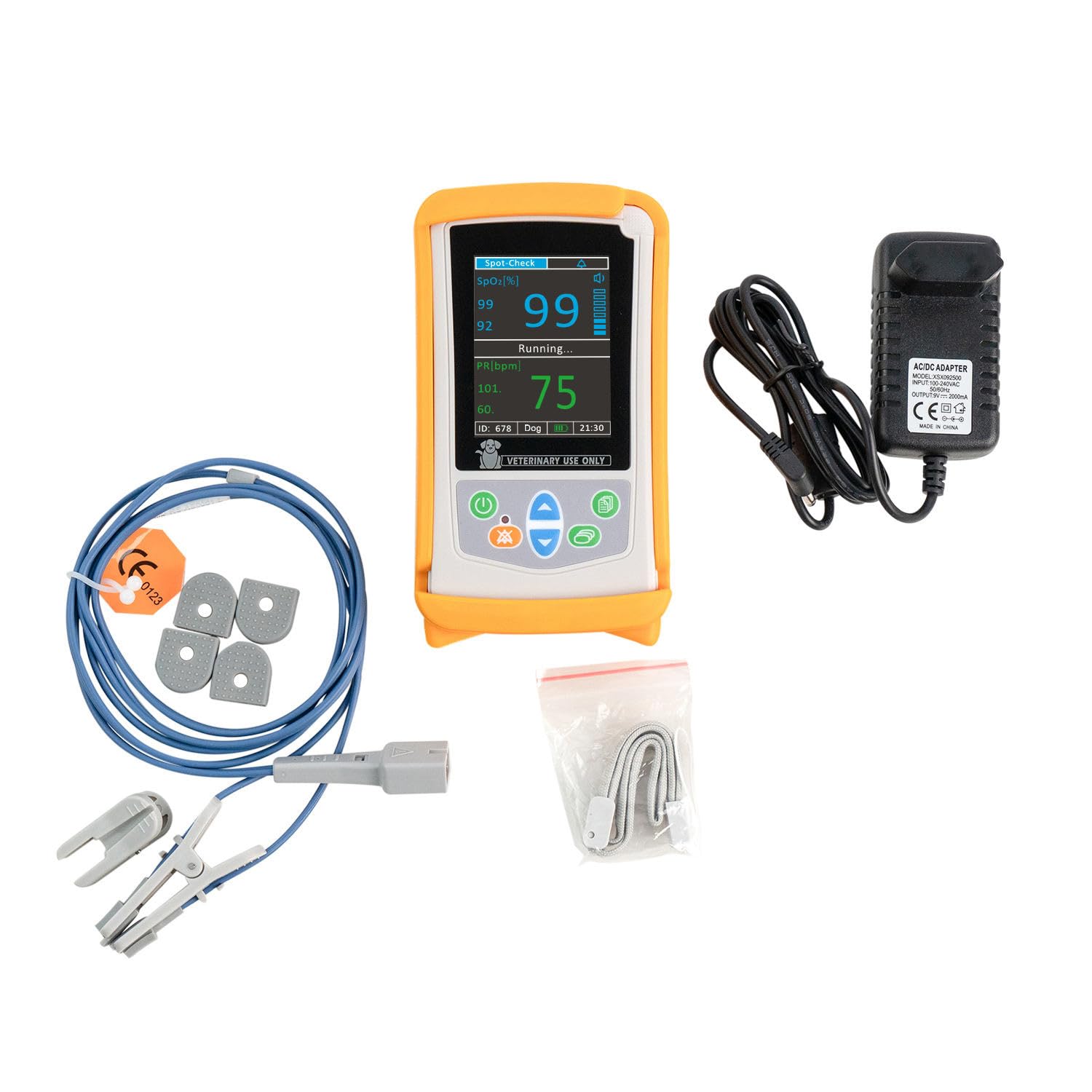 Tragbares Veterinär-Pulsoximeter, Sauerstoffmonitor Für Tiere, SpO2/Pulsfrequenzmonitor Mit Ohr-Zungen-Sensor, 2,8-Zoll-LCD-Bildschirm, Für Katzen, Hunde, Haustierkrankenhaus