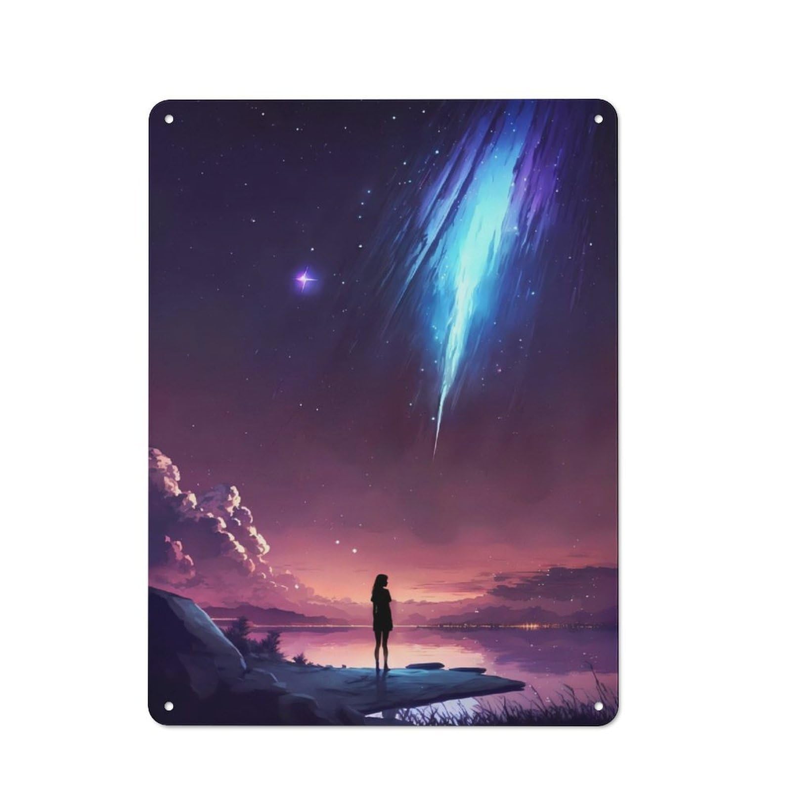 Junmoney Galactic Sunset Gaze Rustic Metal Plaque 40X30cm For Guest Room Or Hallway, For Home Interiors, Feature Walls And Decorative Displays