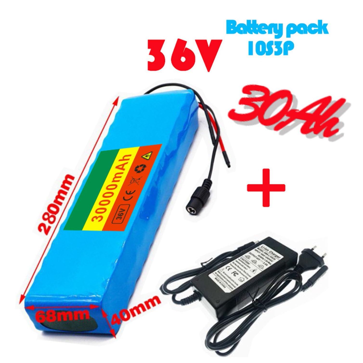 Batteria Litio 36V 30Ah Per Scooter Elettrico - Ricaricabile Impermeabile Con Caricabatterie