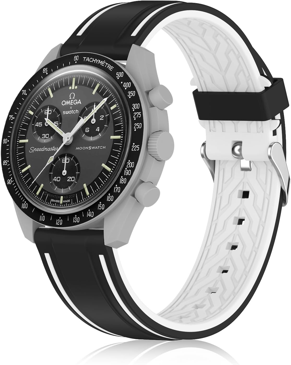 Silicone Band Compatible with Moonswatch,Soft Waterproof Quick Release Rubber 20mm Replacement Watchband for Omega X Swatch Moonswatch Speedmaster/Rolex/SEIKO for Women Men.