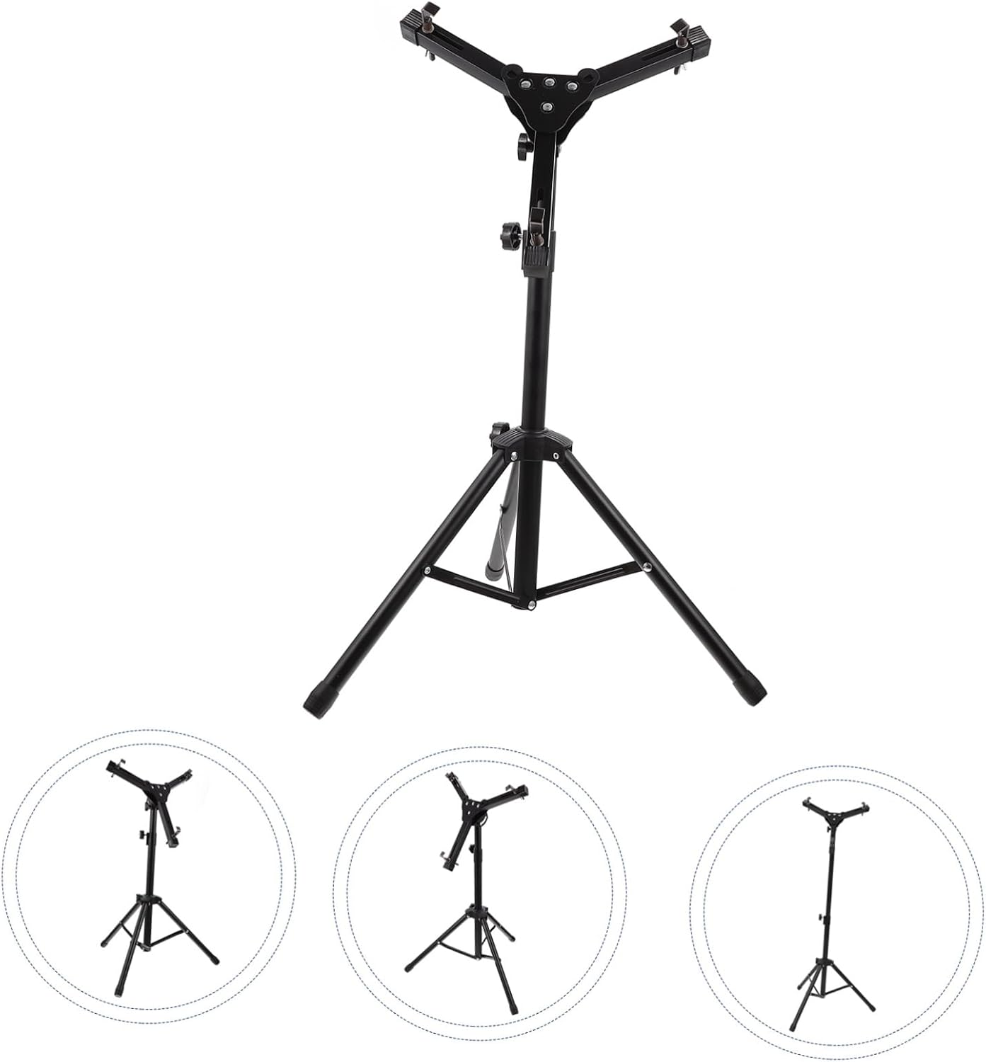 1set Dumb Drum Stand Rivet Technology Portable Folding Rack for Snare and Practice Pads Durable Black Design for Musicians of All Heights