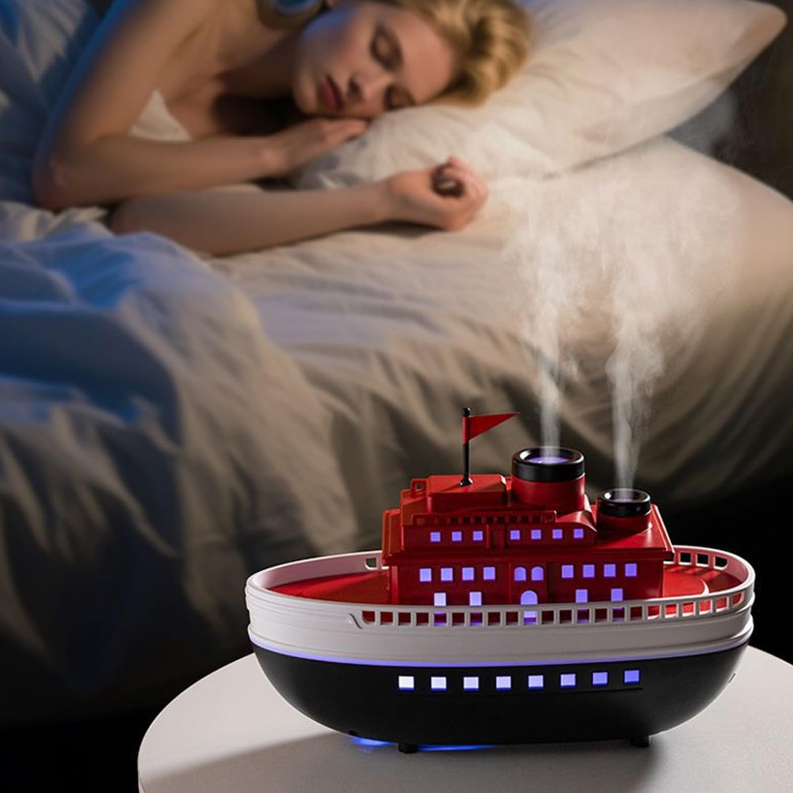 Diffusore di Oli Essenziali per da Crociera, Umidificatore a Nebbia Fredda Ad Ultrasuoni con Design retrò, Luci d'atmosfera a LED Colorate, Telecomando, 2 modalità di Spruzzo, Timer 2H 4H,