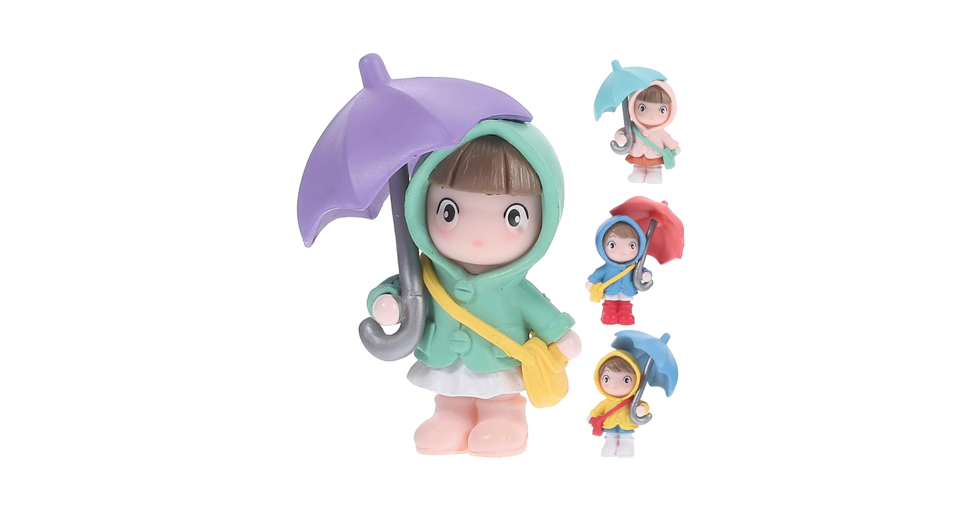 Amazon.co.jp: DECHOUS 4個ミニチュア 傘を持少女の人形