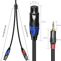 Vista 3 de Disino - Cable divisor Y de XLR doble hembra a 3,5 mm, cable de interconexión de micrófono de audio auxiliar estéreo TRS de XLR hembra