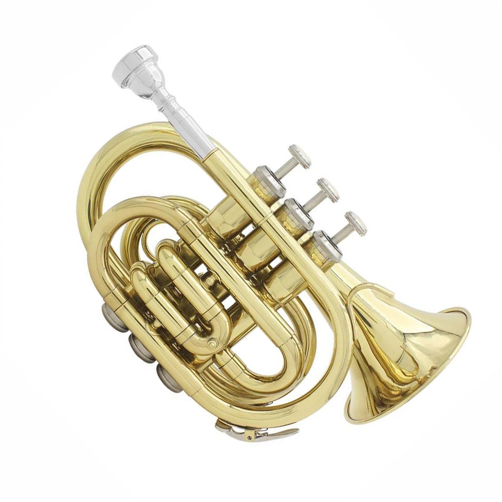 początkujących trąbka Miniaturowa Kieszonkowa Trąbka Bb Flat Brass Instrument Dęty Rękawice Futerał Transportowy Wytrzymała Kieszonkowa Trąbka