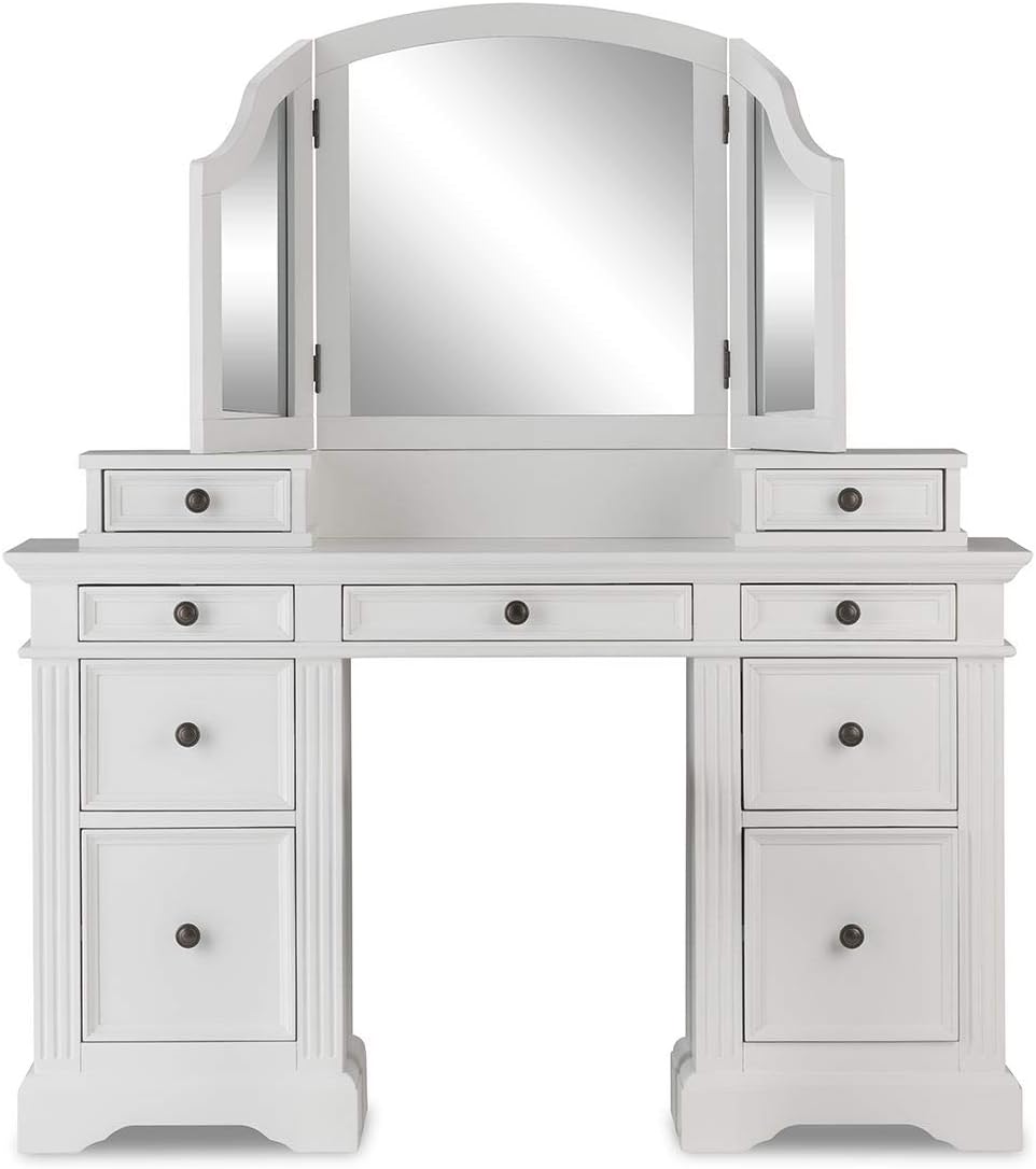 Gainsborough White Dressing table with extension drawers and 3-Way mirror. Stunning FULLY ASSEMBLED Dressing table set
