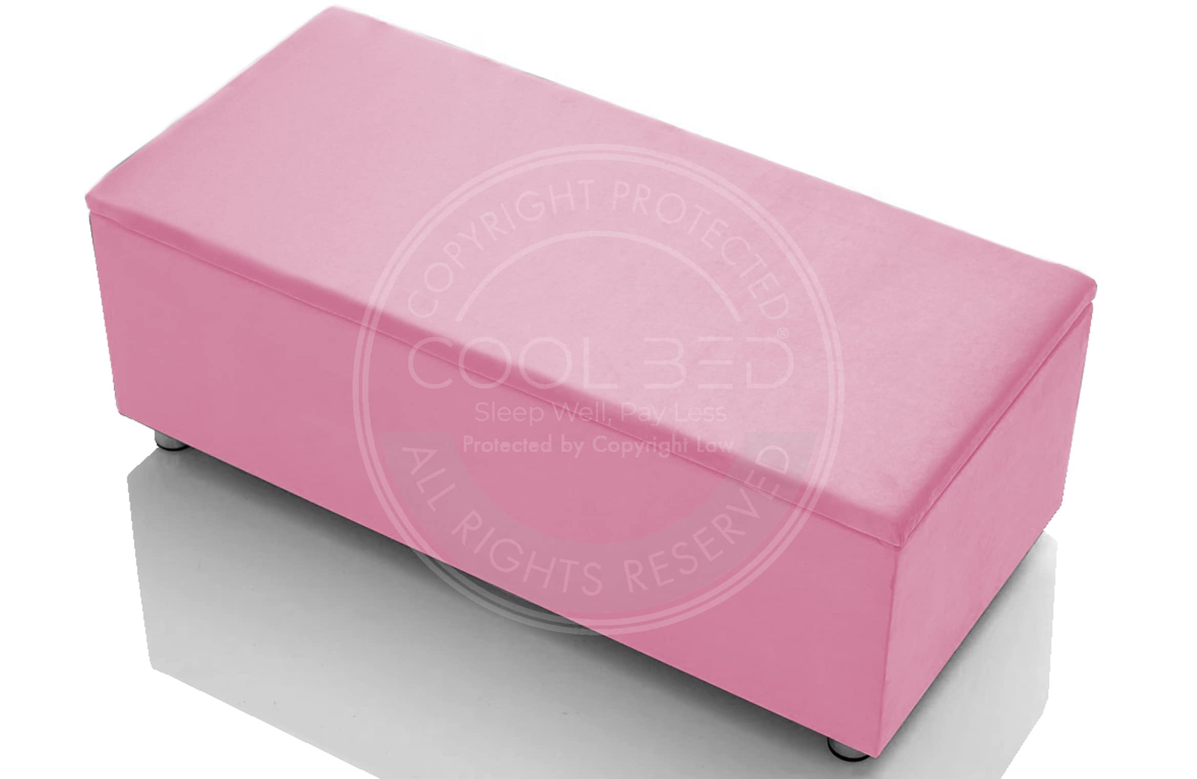 COOL BED Sleep Well, Pay Less New Large Ottoman Storage Boxes with Lid in Plain Pink Plush Velvet Top Bench Footstool Blanket Toy Box for Kids (Pink Plush)