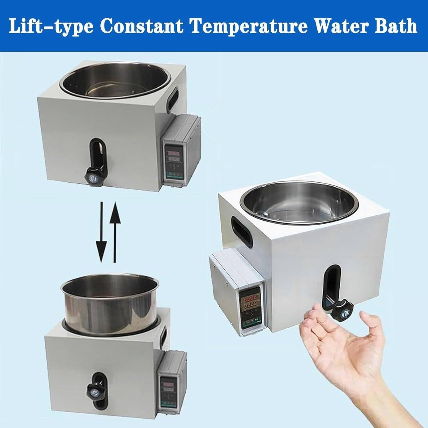 Bagno d'acqua da laboratorio termostatico digitale, dispositivo di riscaldamento a temperatura costante, fodera in acciaio inossidabile, display a LED, tipo di sollevamento, controllo della
