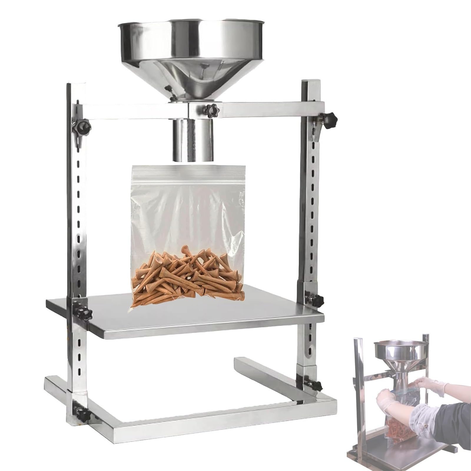 YXFAZPP Stainless Steel Feeding Hopper with Adjustable Funnel Stand and Lifting Platform for Packaging Powder and Liquid (size_name 2.8cm)