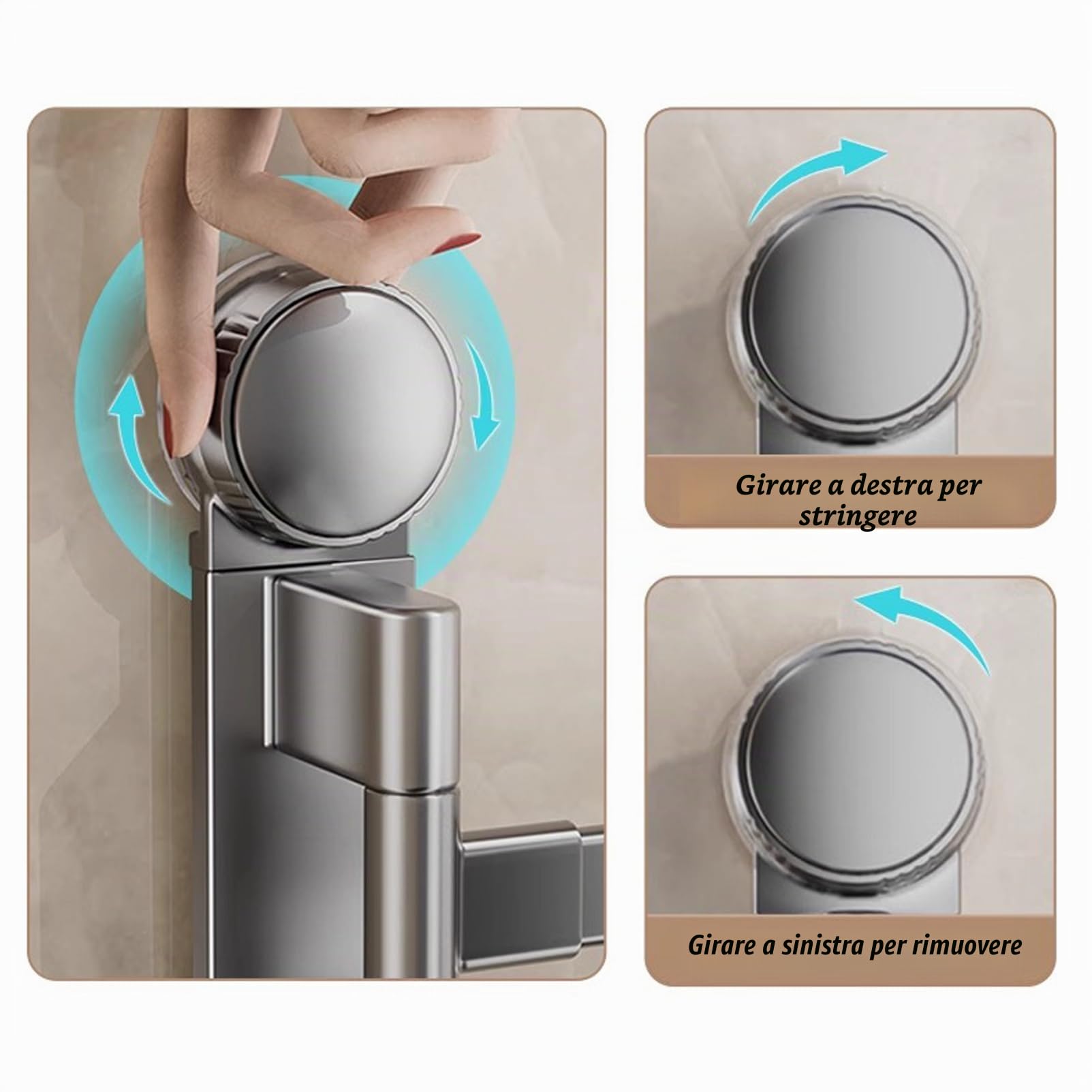 Portasciugamani Girevole in Alluminio,Portasciugamani Ventosa a Parete Porta Asciugamani per Bagno Senza Foratura,Con 2 Braccia Girevoli Porta Salviette,Per Balcone,WC