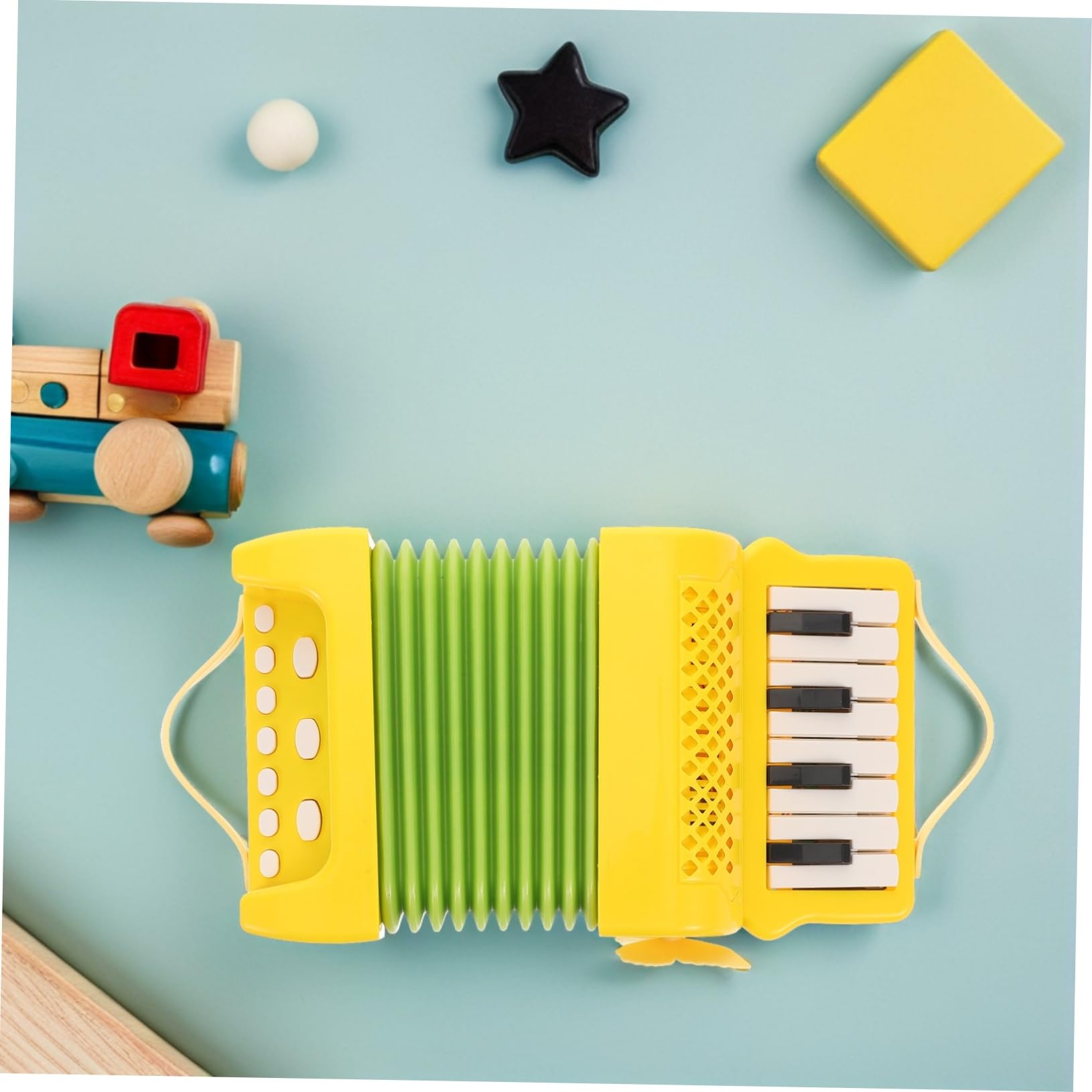 BESTonZON Strumento Musicale Giocattolo per Bambini in Plastica Gialla Controllo a Pulsanti, Migliora Coordinazione Dita per Attività Prescolari e Educazione Musicale Precoce