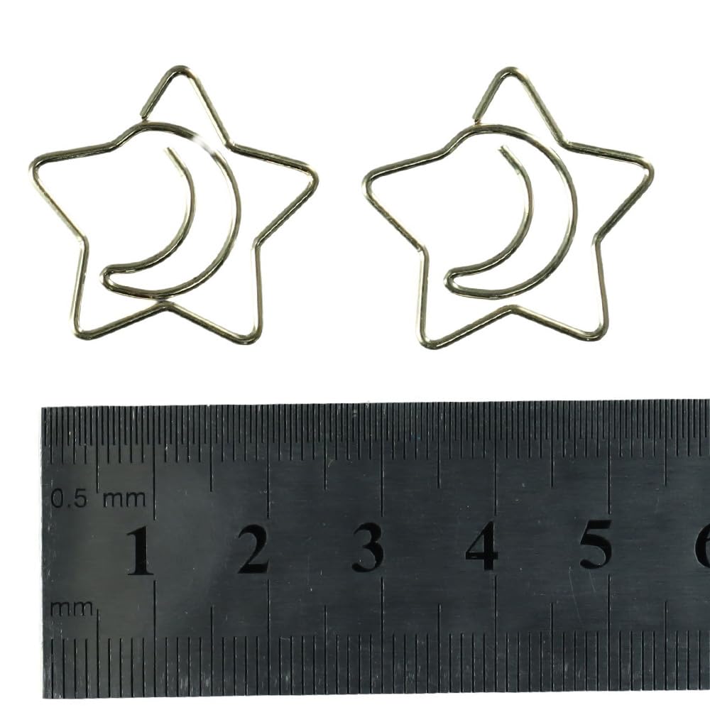 Star Paperclip Unique Paper Clips 50pcs Moon & Star Paper Clips - Gold Metal Bookmark ...