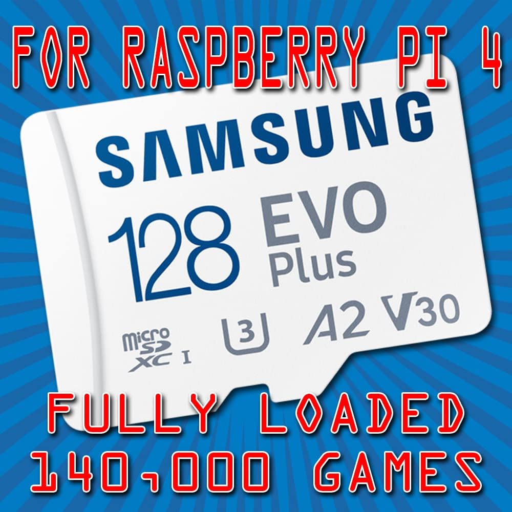 128GB Retropie SD Card for Raspberry Pi 4 & 400, 140,000 Retro Classics 50+ Systems