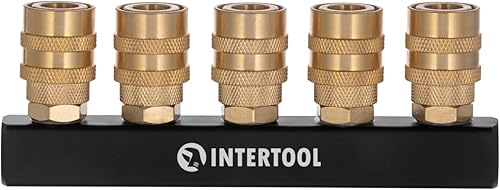 Miniatura 8 de INTERTOOL Colector divisor de aire de 3 vías, 14" NPT, conectores de acoplamiento rápido de latón, bloque recto PT08-1855