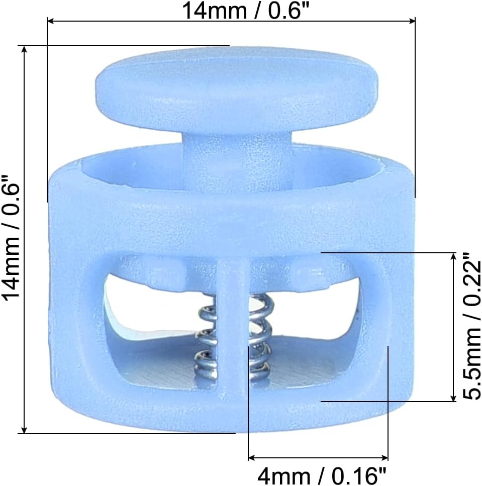 PATIKIL 0.6" Dia Cord Locks, 16 Pack Round Double Hole Stopper Elastic Cord Fastener Slider for Drawstring Bag Clothing Shoes, Blue