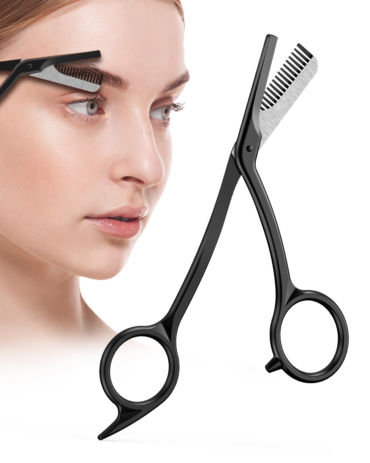 BALUCA Eyebrow Scissors with Comb Professional Stainless Steel Eyebrow Trimmer for Women Men Dual-Design Precision Eye Brow Trimmer