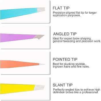 Tweezers Set - Professional Stainless Steel Tweezers for Eyebrows - Great Precision for Facial Hair, Splinter and Ingrown Hair Removal