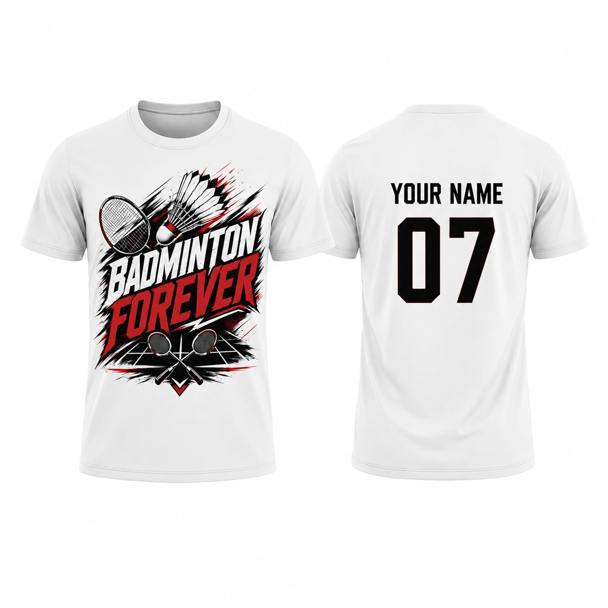 teemates Custom Badminton Tshirt with Name & Number | Personalized Sports Tshirt (Cotton)-picture-14