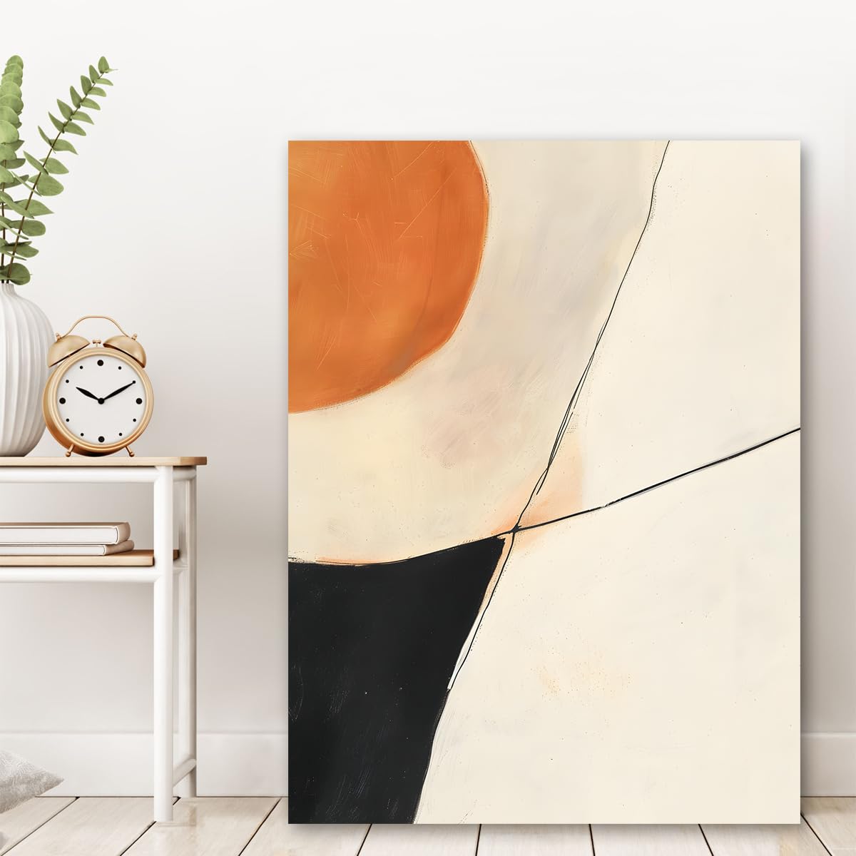 TOANGWALL Pomarańczowy Czarny Płótno Ścienne Beżowy Geometryczny Minimalistyczny Malarstwo Abstrakcyjne Linia Teksturowana Oprawiona Grafika Mural Plakat Obrazy Do Salonu Sypialni Kuchni Dekoracji