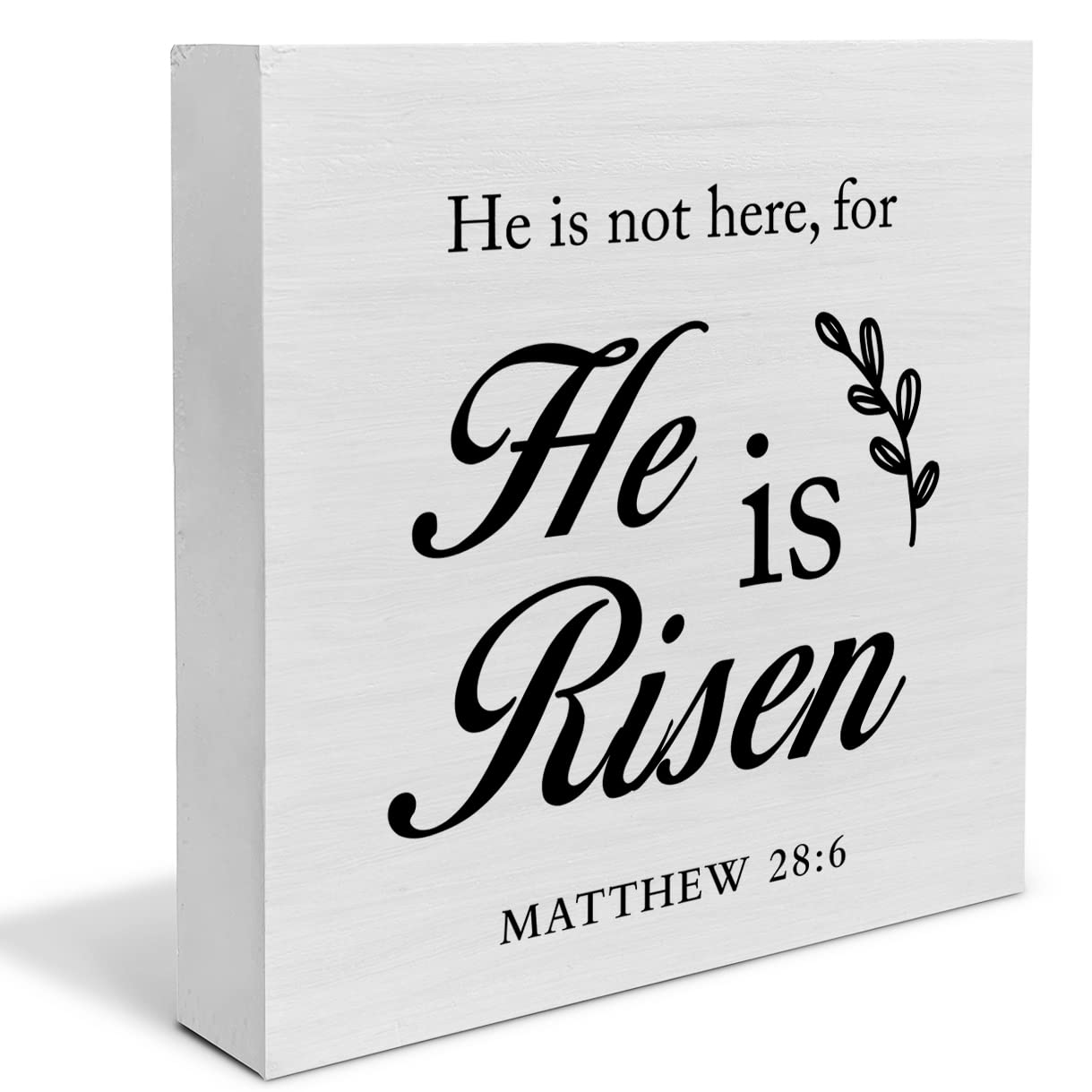 Country Farmhouse He is Not Here for He Has Risen Wood Box Sign Decor Desk Sign Christian Religious Quote Wooden Box Block Sign Rustic Home Shelf Wall Decoration