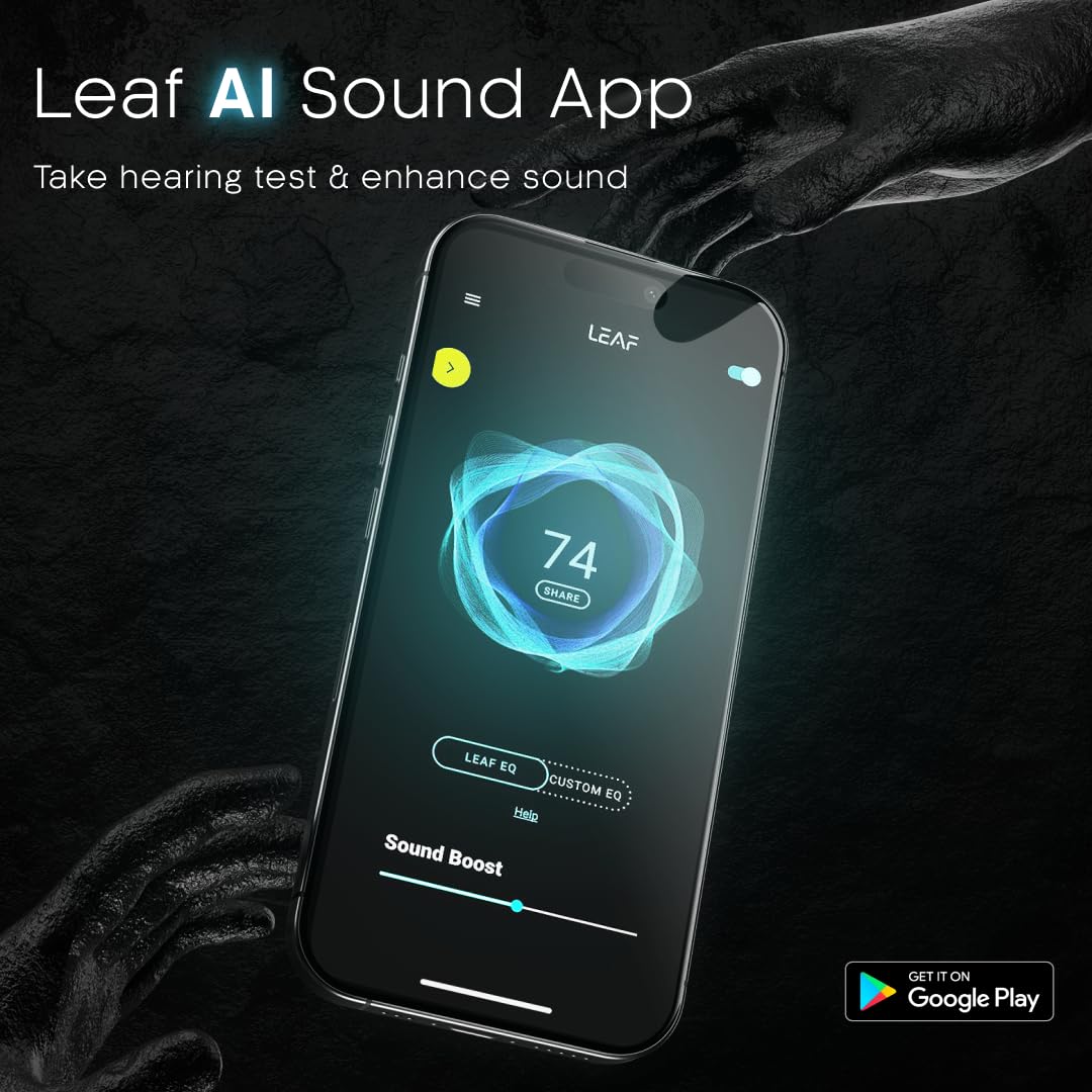 Leaf Bass X414 Headphone, AI Sound App, 50H Playtime, 40mm Driver, IPX5, BT v5.3 Bluetooth & Wired Headset — Amazon image 2