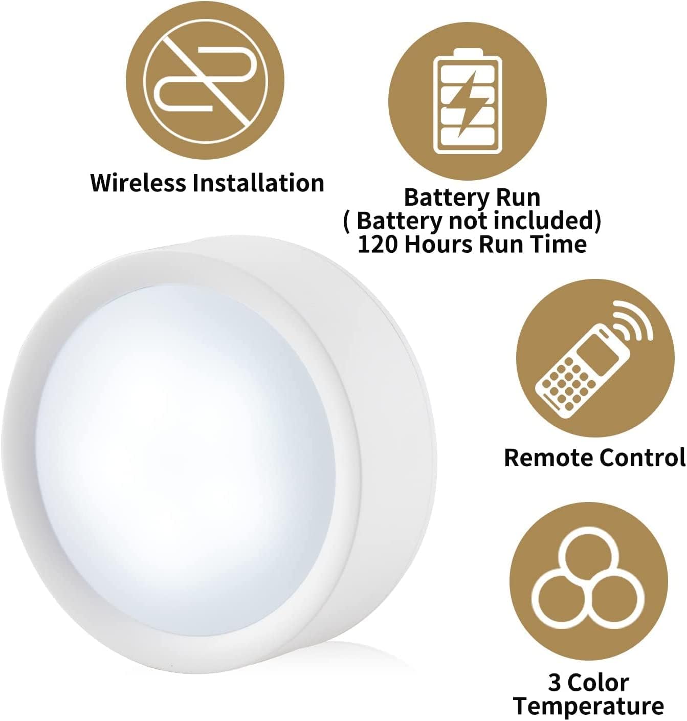 BrolEo 2パック電池式ウォールライトミッドセンチュリーモダンウォールランプ電池式リモートタイマー付きブラックゴールドホワイト工