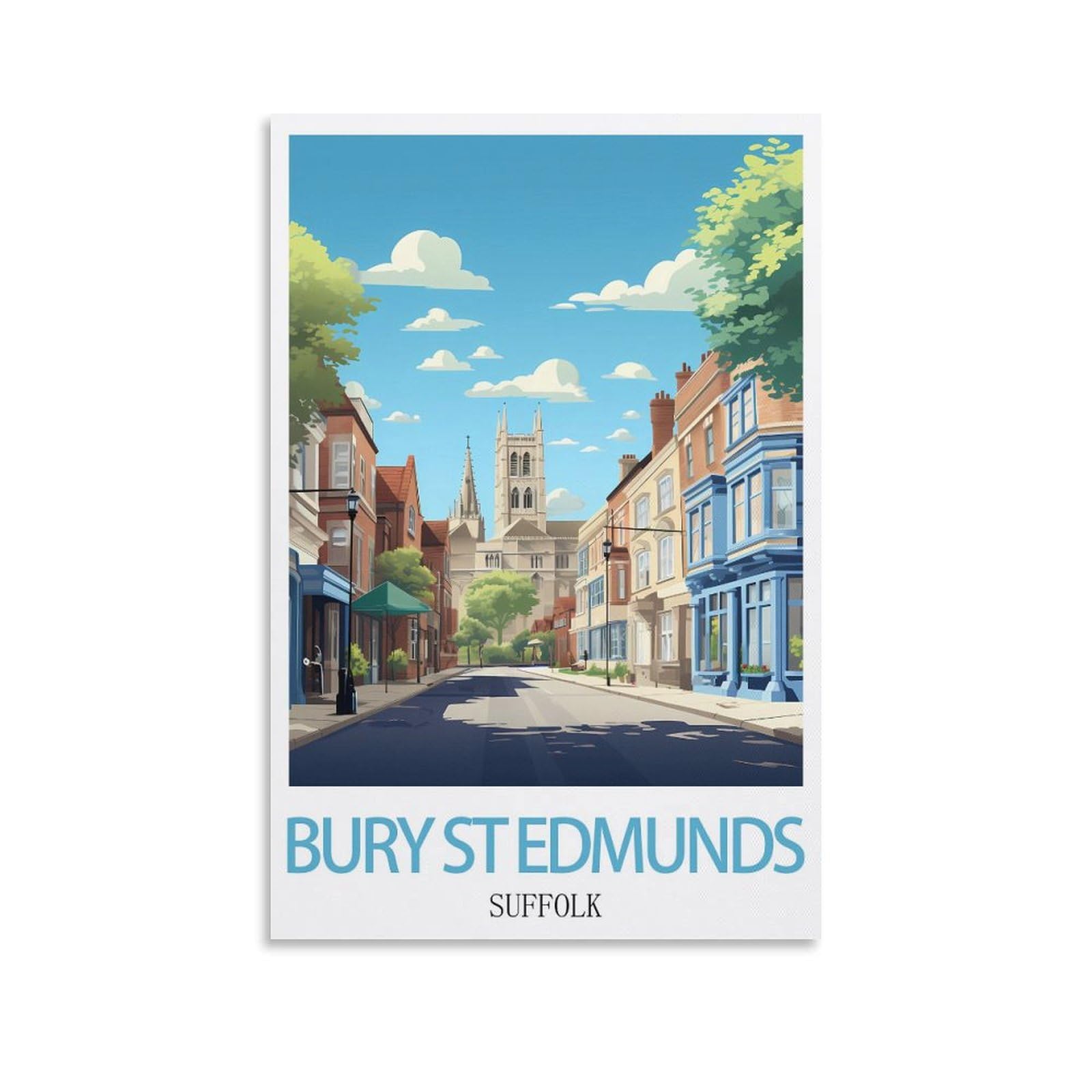Metal Tin Sign,Bury St Edmunds Suffolk,Tin Sign Metal Retro Art Wall Poster for Home Club Garden Decor 20x30cm