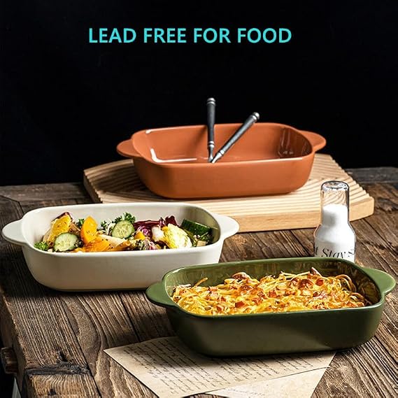 Ceramic Casserole Dish with Lid,33oz Covered Rectangular Baking Dish with Lid,Deep Casserole Cookware Bakeware,Oven Safe and Dishwash Safe