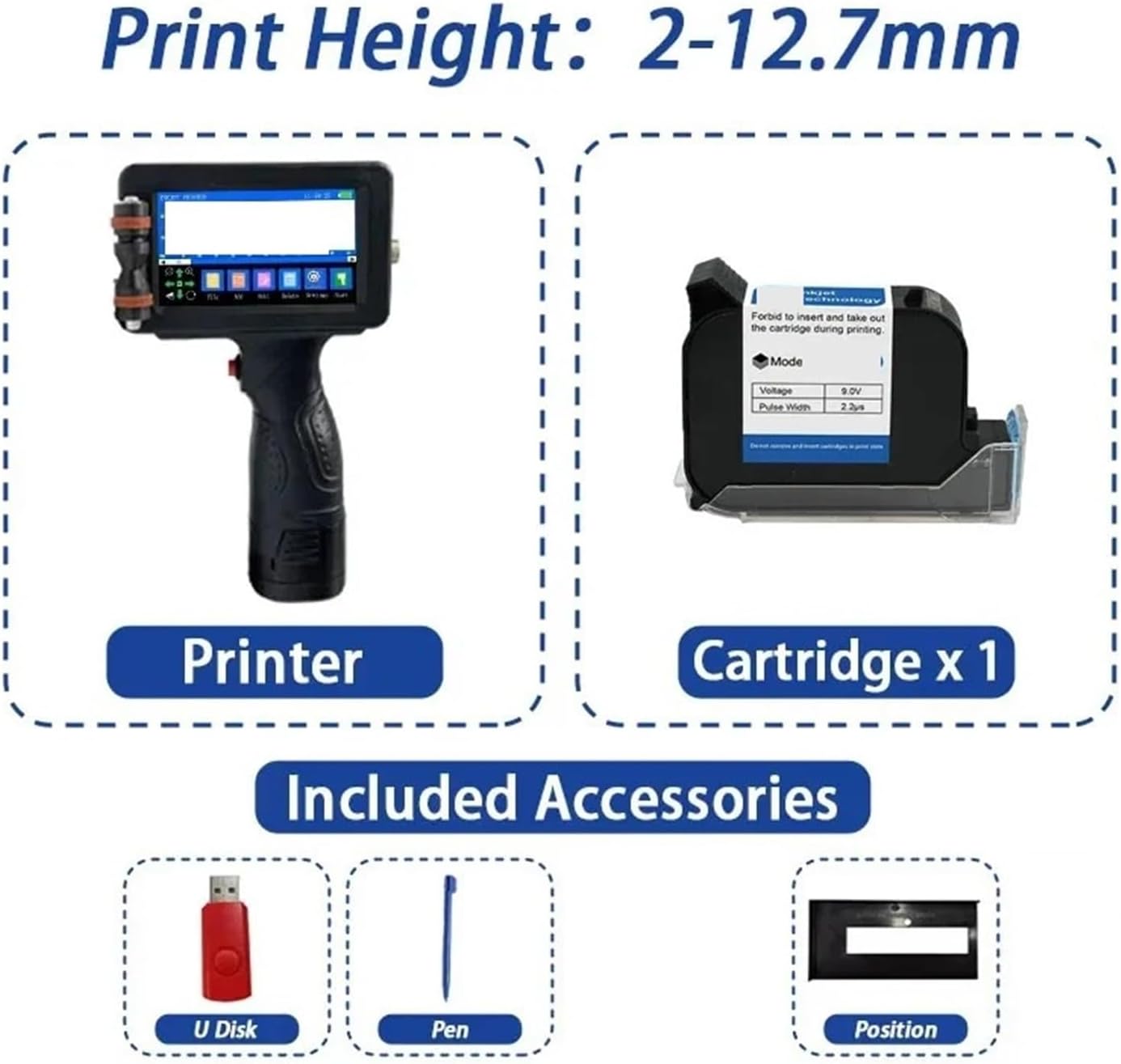 1760PLUS 12.7MM サーマルインクジェットプリンター テキスト QR バーコード バッチ番号 ロゴ ラベル印刷 ポータブ