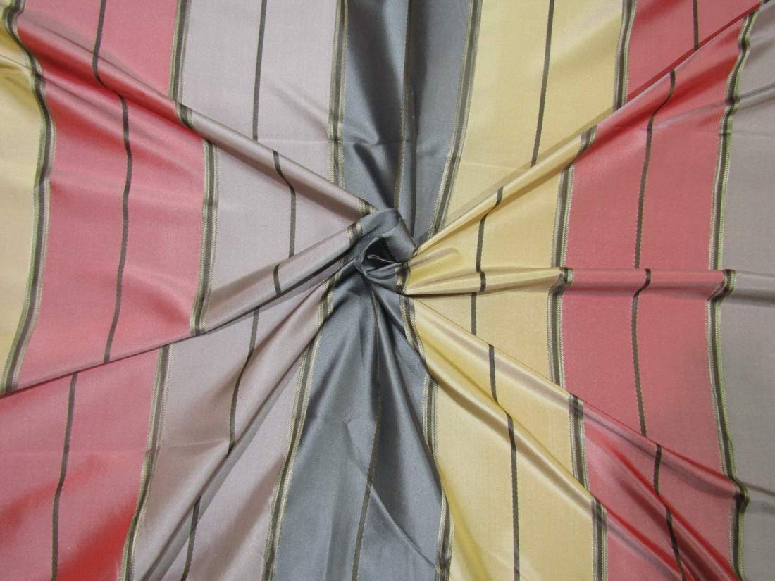 Tissu soie taffetas rayures multicolores pour robe de soirée été