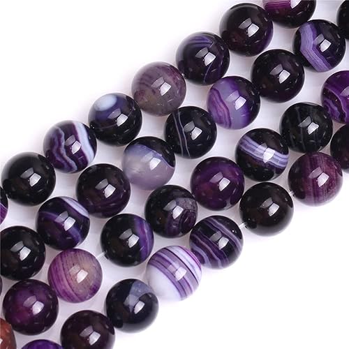 JOE FOREMAN Cuentas de ágata morada de 0.315 pulgadas (0.315 in), cuentas de piedras preciosas semipreciosas redondas de escarcha mate para hacer