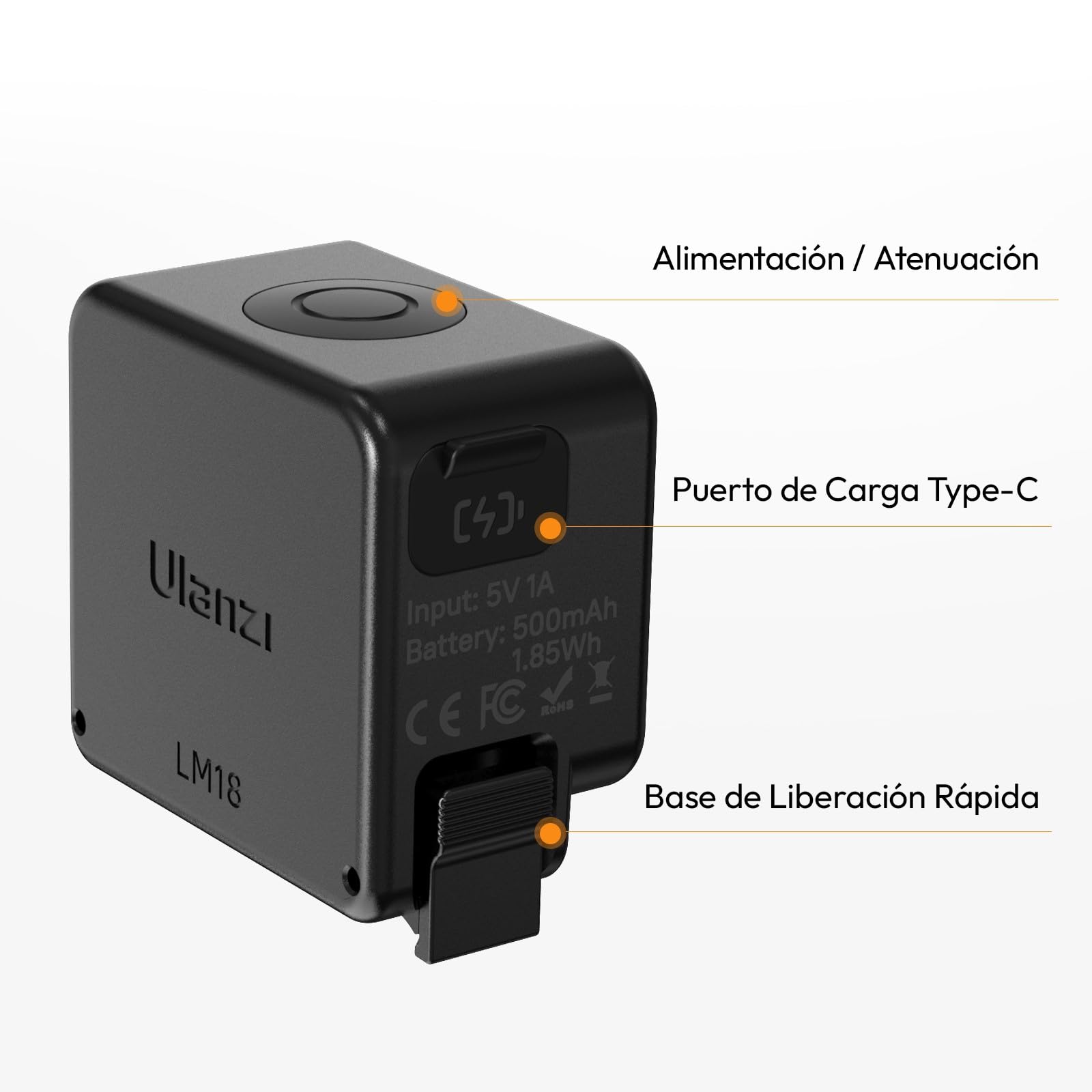 Ulanzi LM18 - Luz de Relleno Magnético para dji OSMO Action 3/4/5, Mini Luz LED Portátil de Vlogging, IPX5 Impermeable