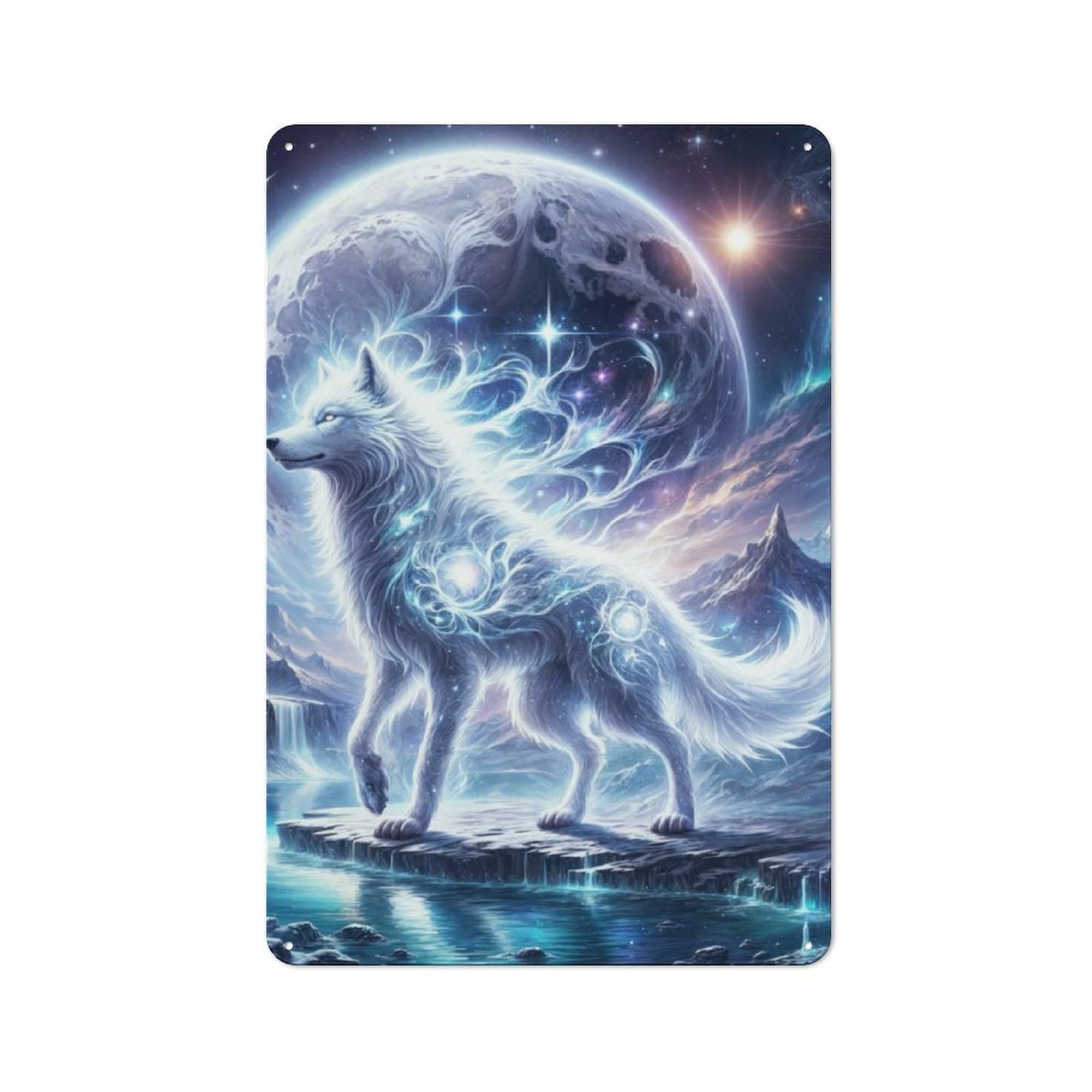 Junmoney Mystic Wolf Retro-Style Tin Wall Plaque 30X20cm For Café Or Home Bar, New Home Wall Decor For Home Bar Enthusiasts