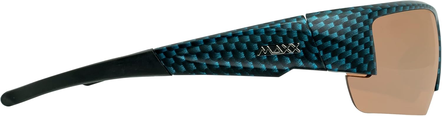 Maxx Stealth 2.0 HD Lenses Blue Carbon Fiber Print Frame Sports Sunglasses