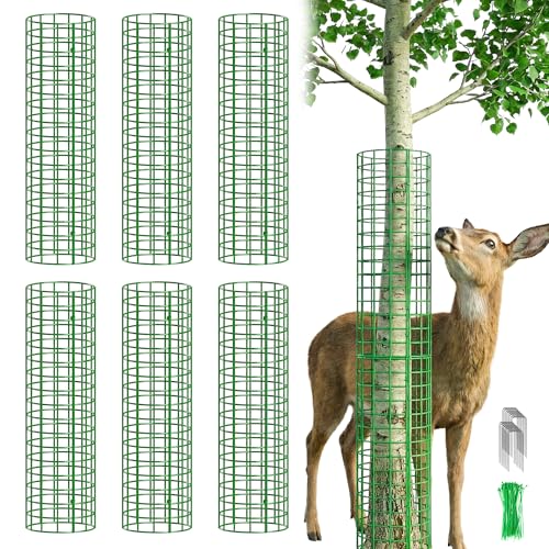 UNIFAMILY Tree Trunk Protector 6 Pcs Metal Tree Protectors With 24 Ties And 18 Stakes Mesh Tree Guards to Protect Bark from Deer and Trimmers
