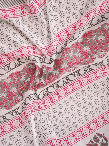 Image of Satrani Women's Chanderi Cotton Printed Ready To Wear One Minute Pre Pleated Readymade Saree with Unstitched Blouse Piece