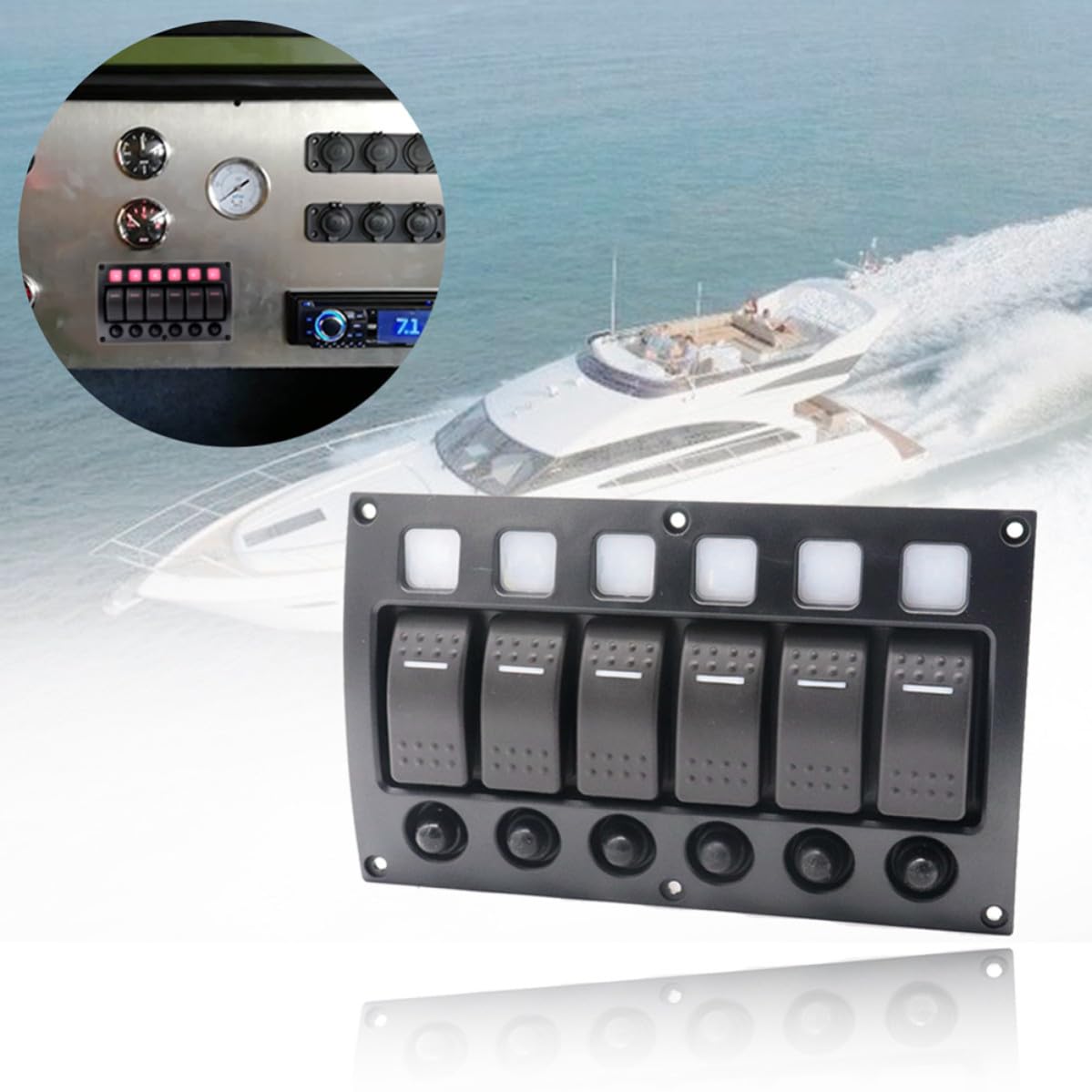 GALPADA 6-Fach Schalterpanel 12v/24v Gebogen mit Ip66 Schutz Schwarz