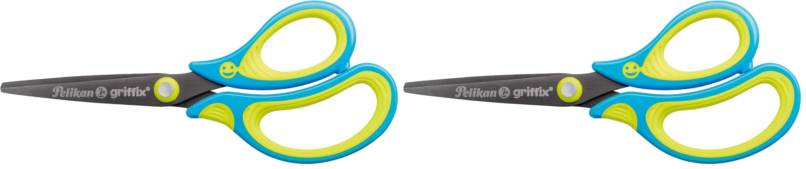Pelikan griffix Schulschere spitz, Schere für Rechtshänder, Neon fresh blue, 1 Stück (Packung mit 2)
